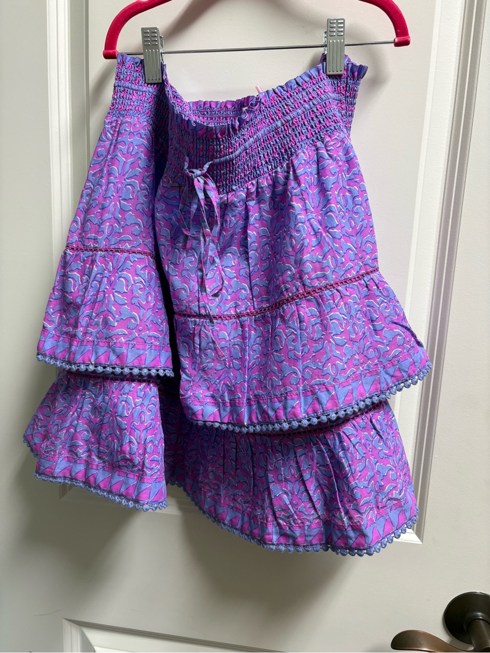 Vineyard Vines Pink and Purple Tiered Smocked Circle Skirt